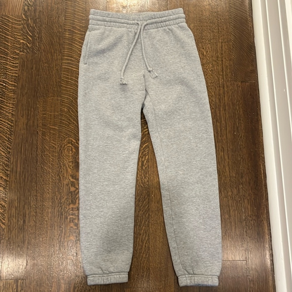 Aritzia Tna Cozy Fleece Light Gray Sweatpants